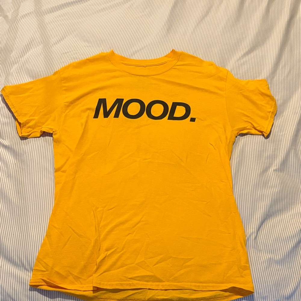 Yellow Graphic T-Shirt with 'MOOD.' Print